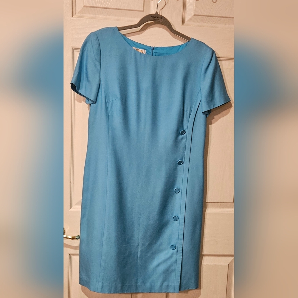 Talbots Sky Blue Mini Dress with Button Detail